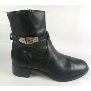 Etienne Aigner Womens Black Leather Block Heel Ank